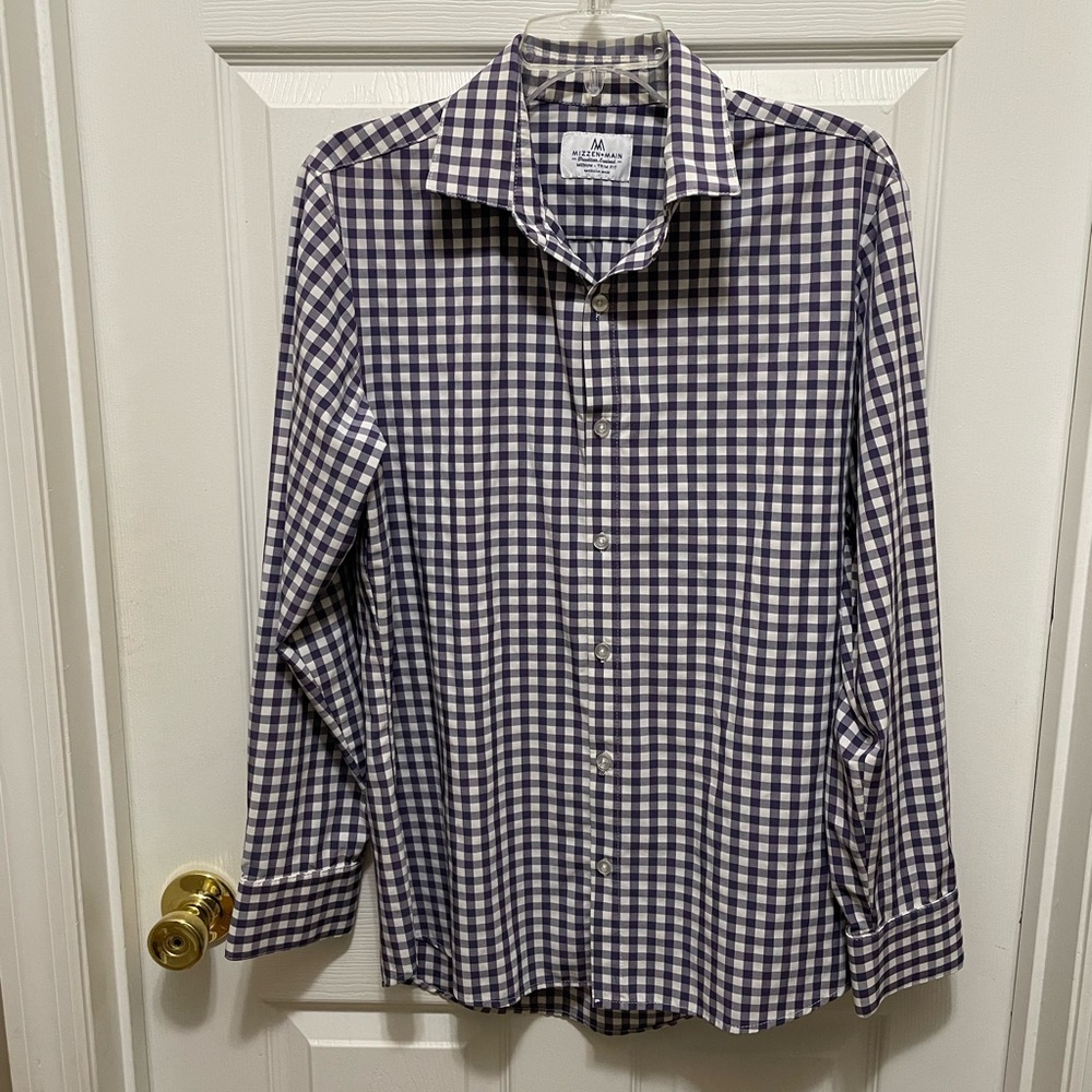 Mizzen+Main Purple and White Casual Button Down Shirt